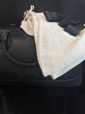 AG Black Leather Weekender Duffle Bag Minimalist Travel Carry-On